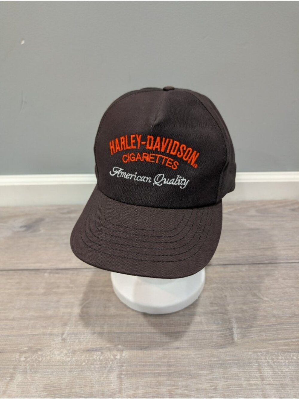 Vintage Harley-Davidson Cigarettes "American Quality" Brown Snapback Trucker Hat